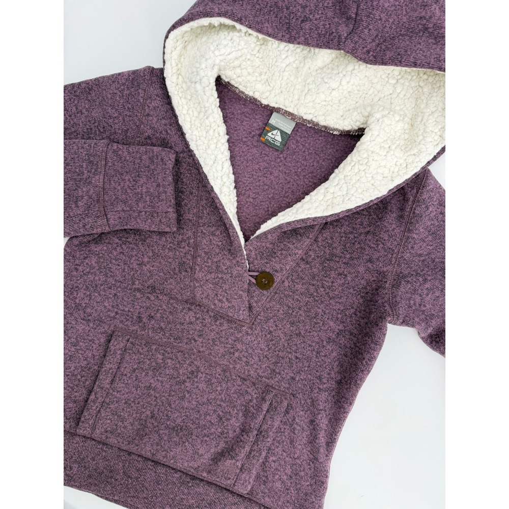 Nike ACG Womens Purple Heathered Sherpa Lined Fleece Hoodie Button Pullover M